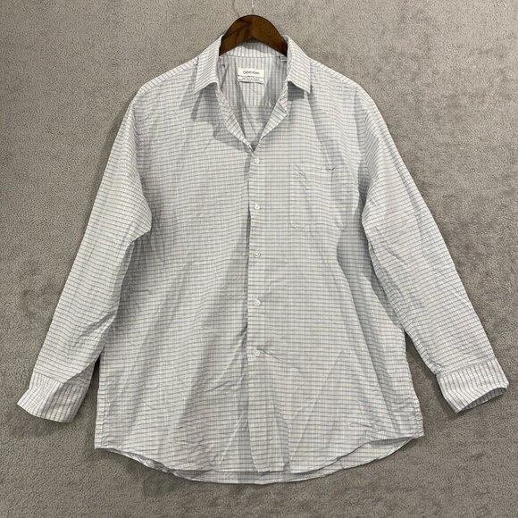 NWOT Calvin Klein Men’s L Performance Dress Shirt, Blue Check - Picture 2 of 9